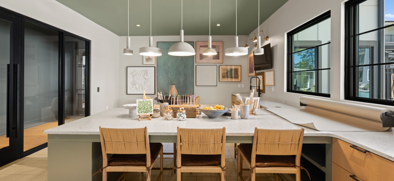 Resident maker's space stocked with art supplies Resident maker's space stocked with art supplies