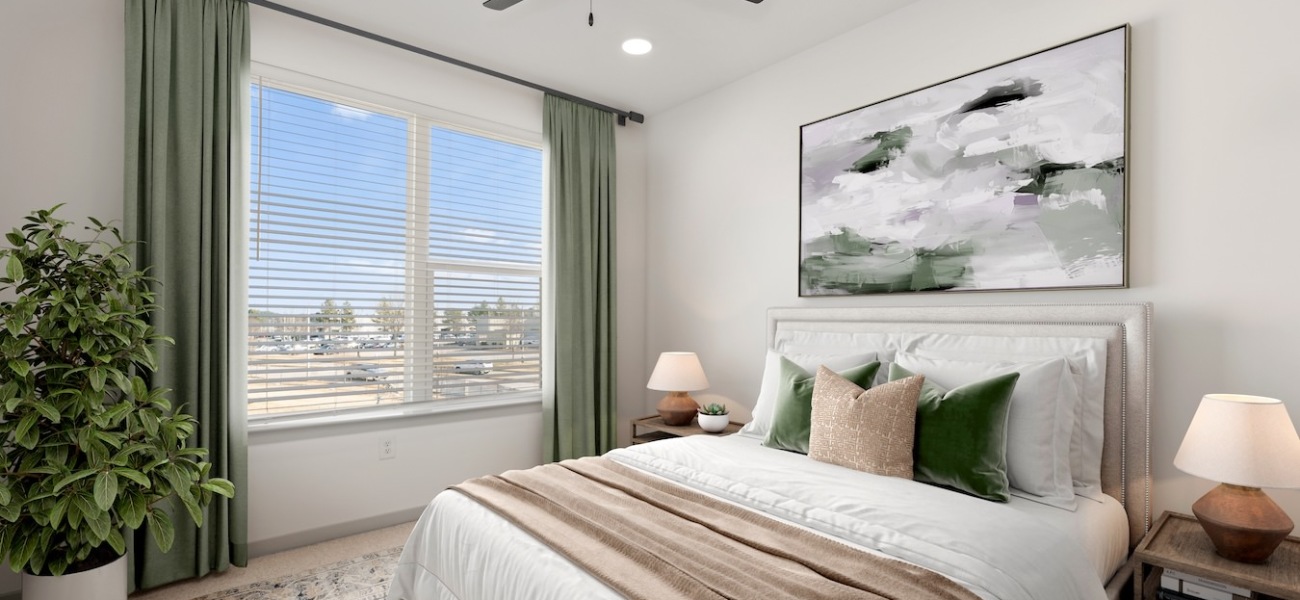 bedroom bed bedding ceiling fan wall art curtains window bedroom bed bedding ceiling fan wall art curtains window